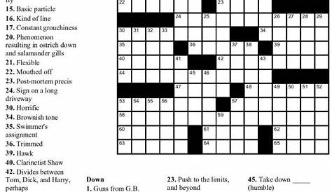 Usa Today Crossword Printable Version Printable - Printable Crossword