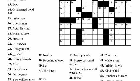 Printable Elementary Crossword Puzzles - Printable Crossword Puzzles