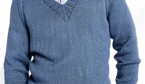 Free Knitting Pattern for V Neck Pullover Longsleeved sweater is
