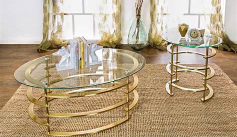 Valentina Gold Coffee Table End Table Round