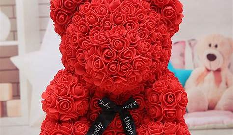 Valentine's Day Gift Artificial Roses Bear Wedding Party Decoration Valentine Rose Pink