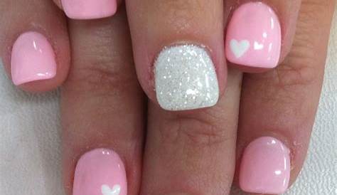 Valentine's Day Nails Pink And White 24 Hot Acrylic Coffin Design For