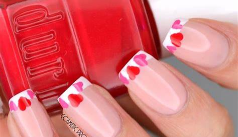 Valentine's Day Nails With French Tip Diy White s Hearts For Valentine’s