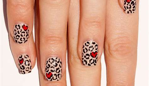 Valentine's Leopard Nails Pink Prints Print Valentine Nail Art Cheetah Nail Designs