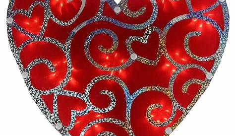 Valentine's Lighted Decor Day Red Heart 24'' Ative Led Heart W Stand