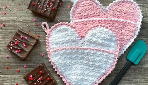 Valentine Crochet Potholder Pattern Heart Shaped Pdf Sewing 's Day Etsy