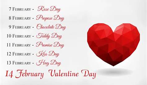 Valentine Day Time Table 2020 Week List 2023 Full Calendar Of Love Dates Happy