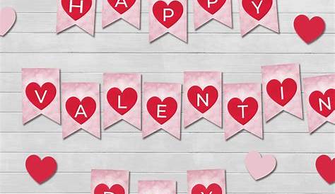 Valentine Printable Decoration Bandeirolas Com Corações De São Valentim 2 Imprimível Gratuitamente