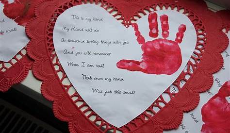 Valentines Crafts Handprint Preschool Flowers On Canvas Valentine's Day Craft Valentine