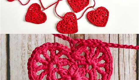 Valentines Day Crochet Heart Garland Valentine Red Etsy