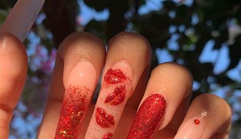 Valentines Day Nails Baddie Red