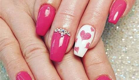 Valentines Day Nails Hot Pink Valentine’s 💗 Nail Art