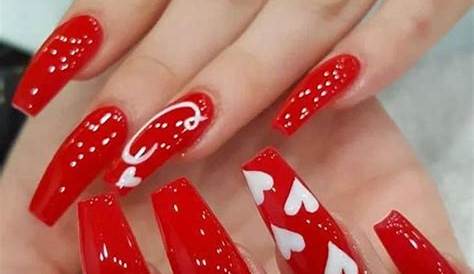 Valentines Long Nails Ideas 40+ New Acrylics Coffin Fashion 2D Nail Designs
