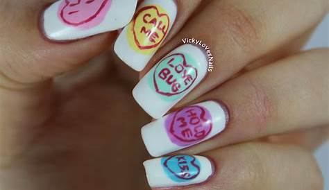 Valentines Nails Conversation Hearts Heart Inspired! Converse With Heart Heart Cool