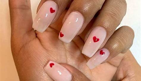 Valentines Nails Square Short Pink