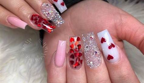 Valentines Nails With Gems Pretty In Pink Glittery Nail You Must Try