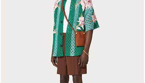 Valentino Crochet Knit Bowling Shirt The Multi Pocket For Ss17 Seen Here In Green