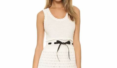 Valentino White Crochet Dress Synthetic Compact Knit In Lyst