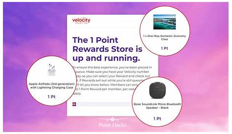 Bonus 15-20% Velocity points when you transfer reward points from a