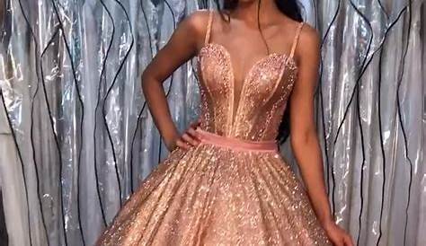 Vestido de Debutante Rose Gold em 2021 | Vestidos brilhantes longos, 15