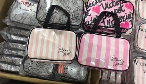 VICTORIA 'S SECRET Makeup Bag Pink and White Stripes *** Quickly view