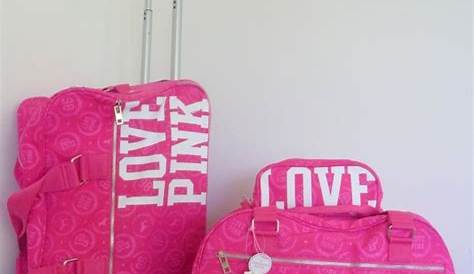 VICTORIA'S SECRET PINK 3PC LUGGAGE SET CARRY ON BLACK PALMS TEAL - NWT