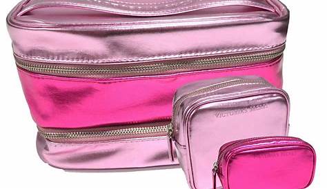 Victoria's Secret Pink Stripes Signature Makeup Cosmetic Bag Trio 3pc