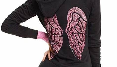 Victoria’s Secret black zip up angel wing hoodie | Angel wings hoodie