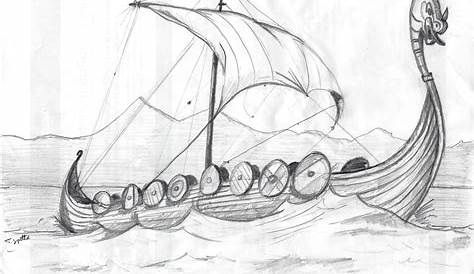 Viking Boat Sketch at PaintingValley.com | Explore collection of Viking