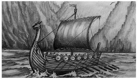 Viking ship drawing | Sea Life Art