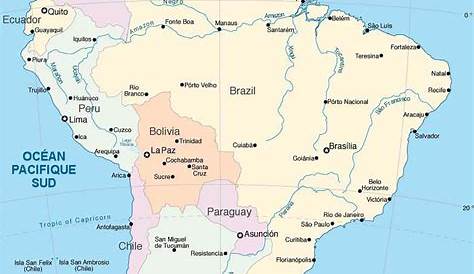 Carte politique de l'Amérique du Sud.