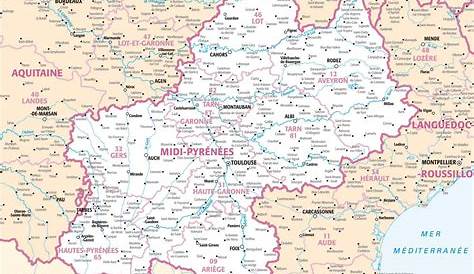 carte détaillée Midi Pyrénées • Voyages - Cartes