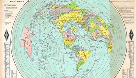 Vintage Original 1960's Trio-Kenwood Radio Amateur World Map Framed 32