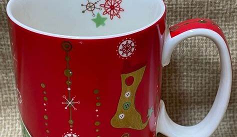 Starbucks 2006 Holiday Christmas Mug White Red Ceramic Green Topiary 16