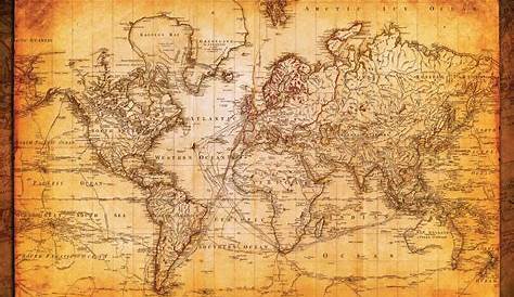 Vintage World Map - Historical Style Board - Wall Decoration - Purchase