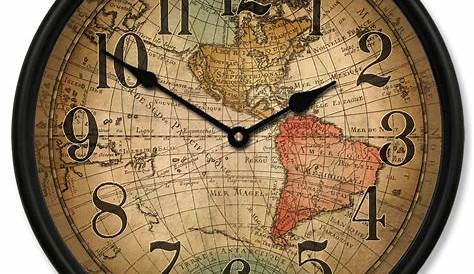 Traditional Old World Map Wall Clock