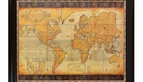 VINTAGE WORLD MAP huge wall hanging organic by mybeardedpigeon