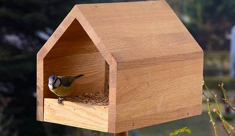 Vogelhaus - selbstgebaut , mit aufklappbarem Dach und eingebauten
