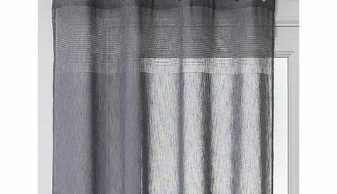 Voilage Lin Gris Effet Rayures Horizontales 140x240 Cm (