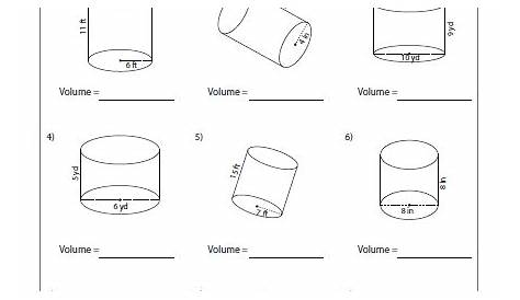 Volume Of Cylinder Worksheet With Answers