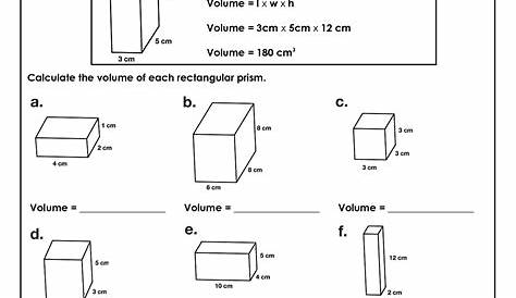 volume of rectangular prism worksheet Volume Worksheets Projects