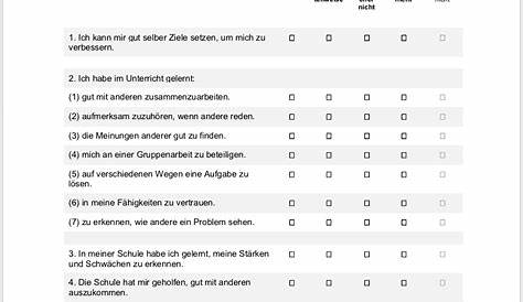 a form of fill out with the name and number of items in each section,