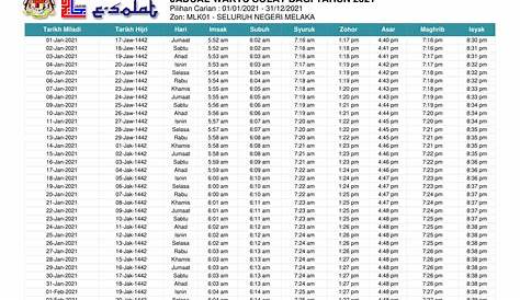 Waktu Solat Melaka 2016 Zohor, Asar, Maghrib