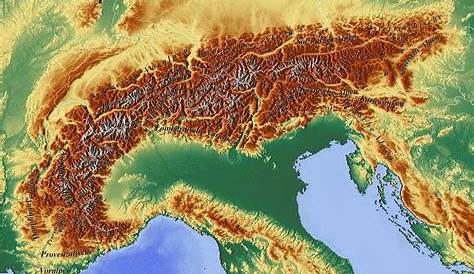 Topografische Karte der Alpen | physicalmap.org