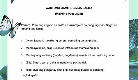 Wastong Gamit NG Salita - compiled - WASTONG GAMIT NG SALITA NANG