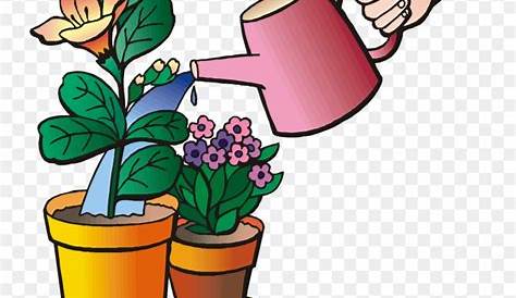 Watering Plants Drawing With Color Can Flowers · Art Projects For Kids