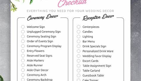 Wedding Checklist Pdf Day Resources Bhldn
