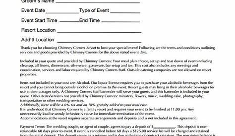 Wedding Contract Template Pdf