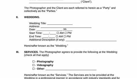 Wedding Photography Contract Template Pdf