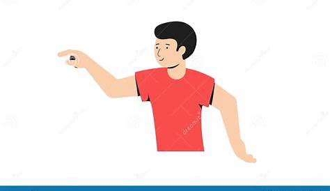 Der Mann Zeigt Seinen Finger Der Mann Im T-Shirt Weist Auf Etwas Hin Stock Abbildung
